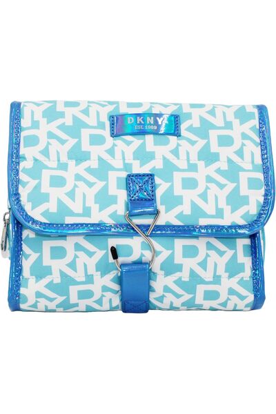 Dkny حقيبة مستحضرات تجميل منفوخة مميزة، حقيبة مكياج للسفر صغيرة، صغيرة مقاومة للماء وخفيفة الوزن