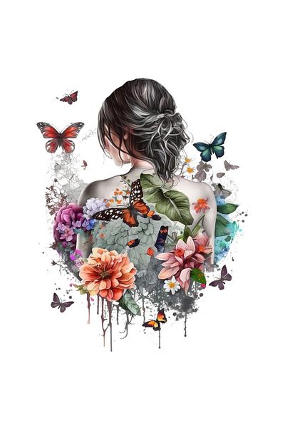 BV Decorative Sticker, Girl, Butterflies and Flowers, Multicolor, 70 cm, 1208STK-3