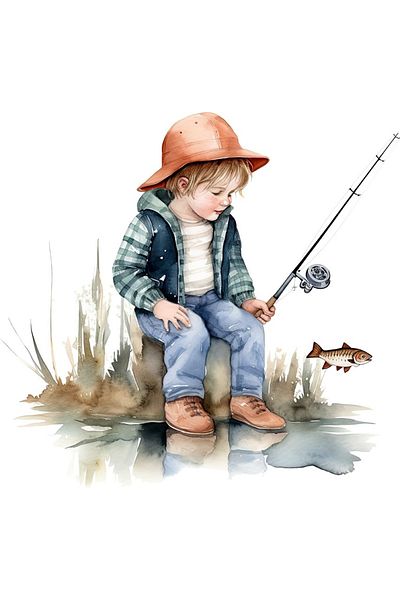 BV Decorative Sticker, Boy Fishing, Multicolor, 63 cm, 1289STK-4