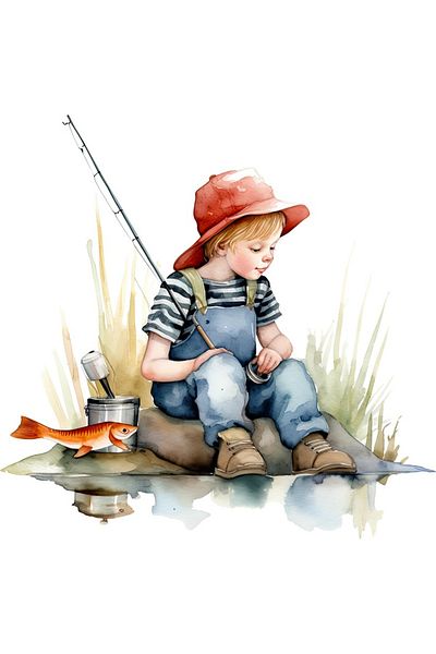 BV Decorative Sticker, Boy Fishing, Multicolor, 61 cm, 1289STK-1