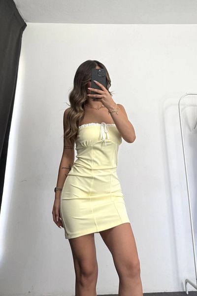 MOZENA Strapless Mini Tie Dress