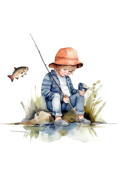 BV Decorative Sticker, Boy Fishing, Multicolor, 64 cm, 1289STK-5