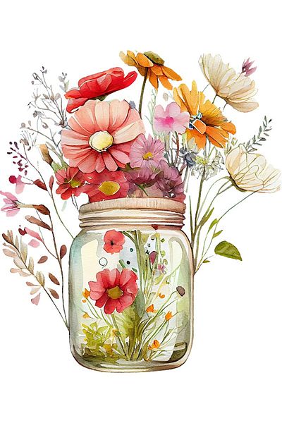 BV Decorative Sticker, Jar with Flowers, Multicolor, 68 cm, 1265STK-7