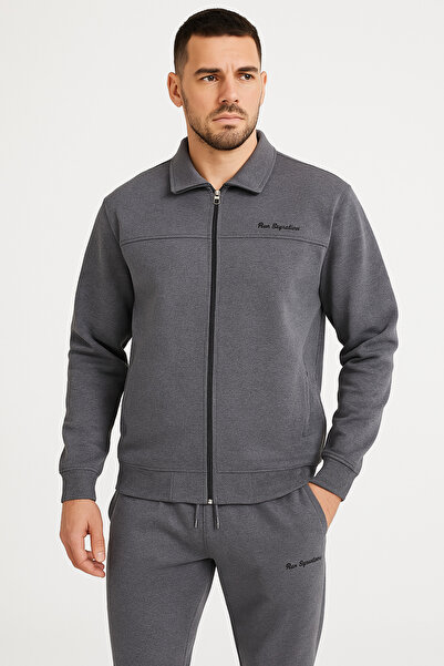 Pandomim Lycra Battal Men's Zippered Tracksuit Set