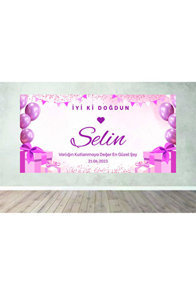 Home Kişiye Özel Doğum Günü Happy Birthday Afiş Duvar Pankart 100x50 cm