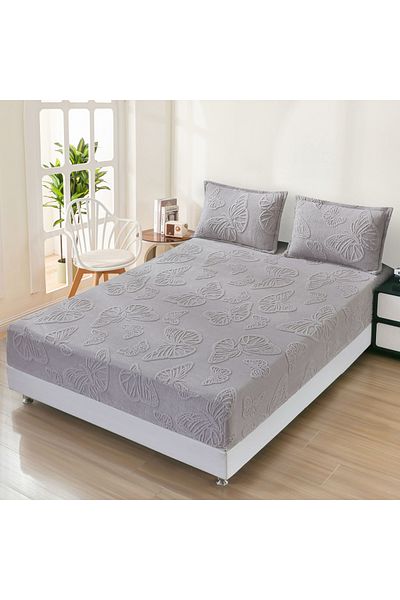 FIONNA.RO Cocolino Embossed Butterflies Duvet Cover 180x200cm - Light Grey