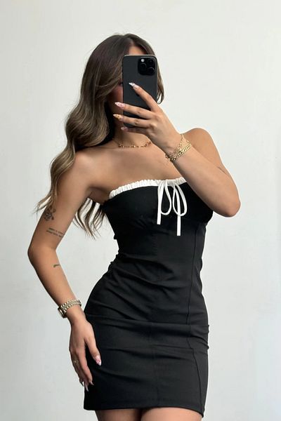 MOZENA Strapless Mini Tie Dress