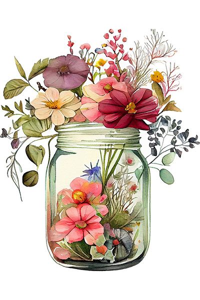 BV Decorative Sticker, Jar with Flowers, Multicolor, 72 cm, 1265STK