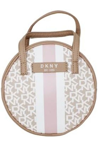 Dkny Signature Stripe Original Circle Bag Cosmetic Bag, Travel Make up Bag Small, Small Waterproof a