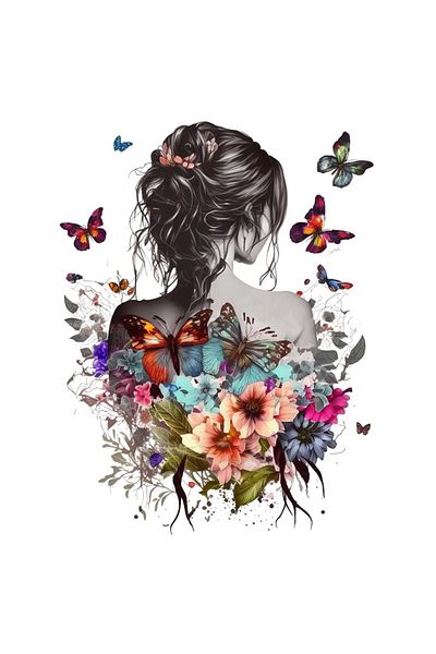 BV Decorative Sticker, Girl, Butterflies and Flowers, Multicolor, 70 cm, 1208STK-2