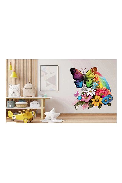 BV Decorative Sticker, Butterfly, Rainbow and Flowers, Multicolor, 68 cm, 1210STK-2