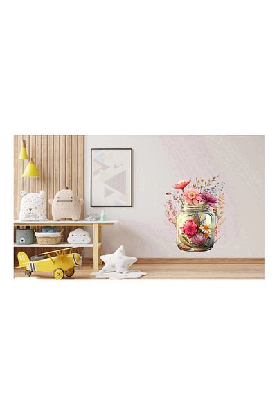 BV Decorative Sticker, Jar with Flowers, Multicolor, 75 cm, 1265STK-6