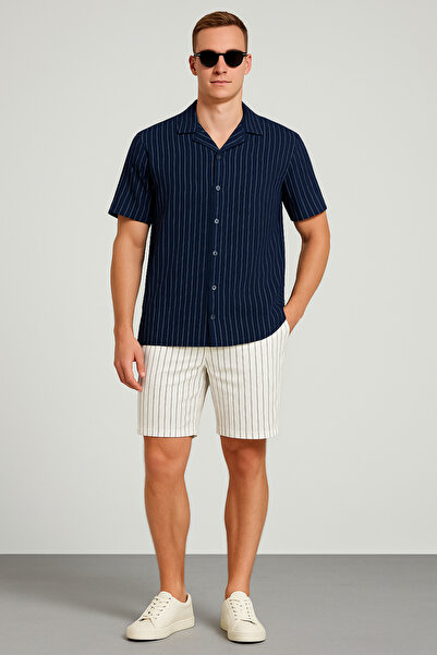 tetramoda Crepe Fabric Regular Fit Shirt Pants and Shorts Set Set of 3