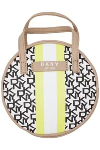 Dkny Signature Stripe Original Circle Bag Cosmetic Bag, Travel Makeup Bag Small, Waterproof and Ligh