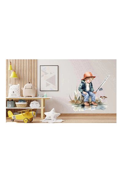 BV Decorative Sticker, Boy Fishing, Multicolor, 63 cm, 1289STK-4