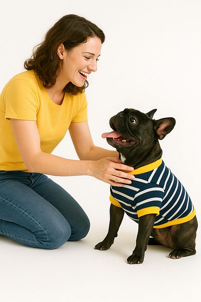 PetiliDünya Striped Dog Tshirt Basic Cat Dog Outfit