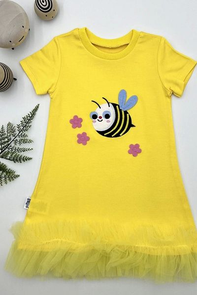 shopwave 1-2-3 Years Old Beekeeper Embroidered Skirt Frilly Gilet Girl's Dress