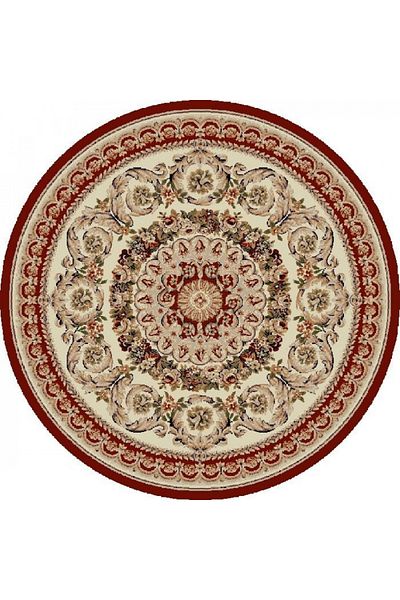 Lotos Round Carpet Covorexpert 539-120, Various Sizes, Cream, Red, 8 Mm Thread, Anti-Allergic, Living Room