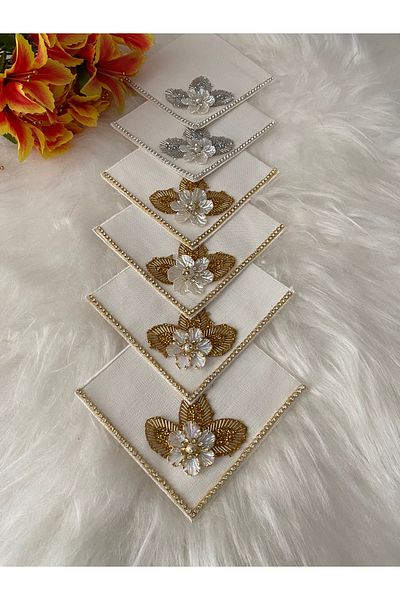 BÜŞRA Coffee Side Presentation Napkin with Stones 6 Pcs