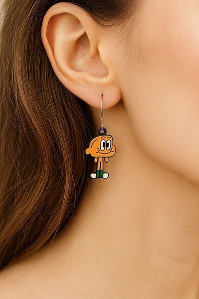 Fildişi Aksesuar Gumball Darwin Shaped Enamel Women's Earrings Double Pieces Handmade Earrings