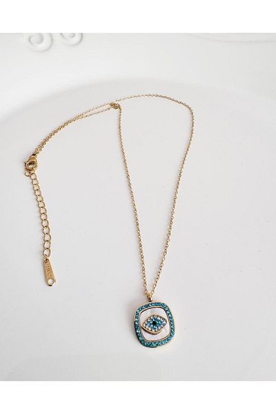 DEVİ fashion Steel Evil Eye Necklace 40 cm