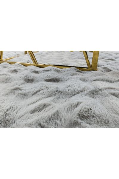 LOP Belgian Carpet Covorexpert 076, 3D Effect, Rabbit Fur Imitation, 60 x 100 cm, Grey, 23 mm Thread
