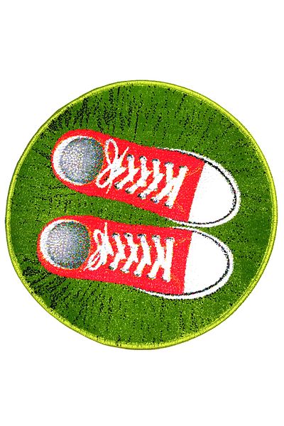 Kolibri Round Carpet for Children's Room Covorexpert Sneakers 11169-130, 67 x 67 cm, Green, 9 mm Thread, Anti-Allergic
