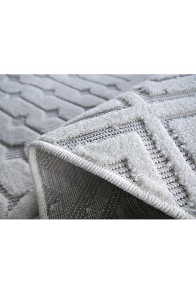 Oksi Carpet Covorexpert 38003-100, 80 x 150 cm, White, Gray, 6 mm thread, Anti-allergic, Living room, Bedroom
