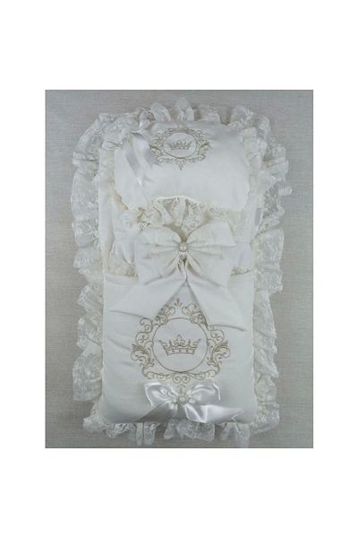 shopwave Newborn Antalya Crown Embroidered Swaddled Trilux Unisex 3-Piece Bottom Opening Set