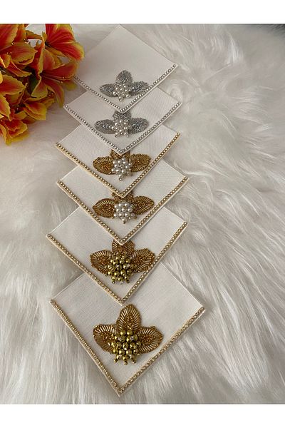 BÜŞRA Coffee Side Presentation Napkin with Stones 6 Pcs