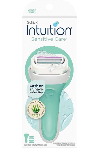 INTUITION Schick Sensitive Care Razor for Women with 2 Moisturizing Razor Blade Refills with Natural