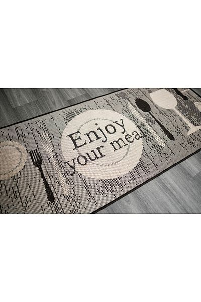Flex Jute Kitchen Rug, Covorexpert 19058-19, 75 x 200 cm, Cream, Anti-Slip, Terrace, Balcony