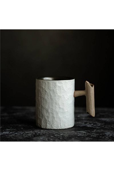 Cup Japanese style ceramic mug with distinctive handle