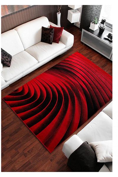 Covorexpert Spiral Carpet 11006-120, 80 x 150 cm, Red, 9 mm Thread, Anti-Allergic, Living Room, Bedroom
