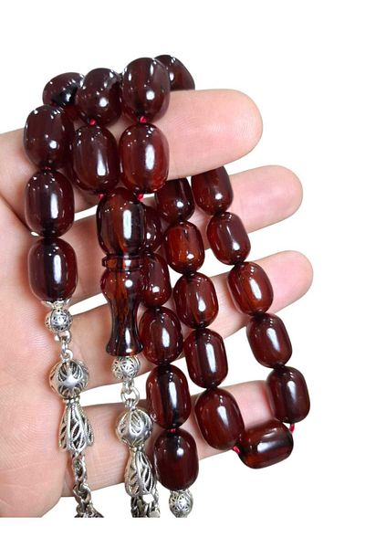 Cekke Tesbih Squeeze Amber Model Prayer Beads Set 11*14 mm Shakeable Daily Use