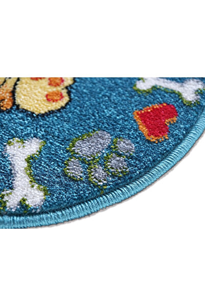 Kolibri Round Carpet for Children's Room Puppy 11100-140, Blue, 9 mm Thread, Anti-Allergic