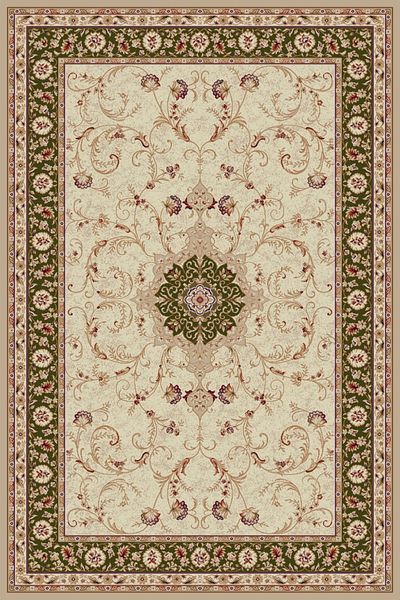Lotos Carpet Covorexpert 523-130, Various Sizes, Cream, Green, 8 Mm Thread, Anti-Allergic, Living Room, Bedroom
