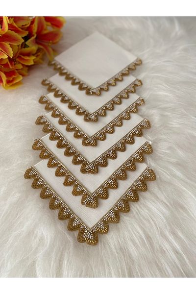 BÜŞRA Coffee Side Presentation Napkin with Stones 6 Pcs