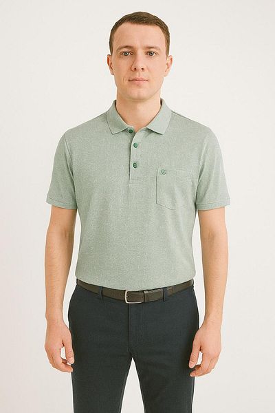 Ercan Classic Short Sleeve Pocket Men's T-Shirt with Large Size Collar 7345