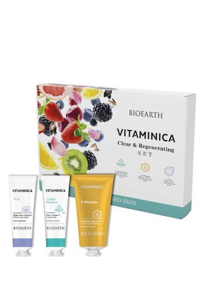 Bioearth Set cosmetice ten mixt, impur Clear & Regenerating Vitaminica -