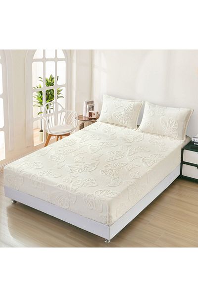 FIONNA.RO Cocolino Embossed Butterflies Duvet Cover 140x200cm - Cream