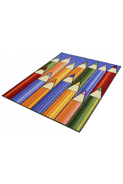 PRİNT Children's Room Carpet Covorexpert Crayons 1358, Various Sizes, Multicolor, Anti-Allergic