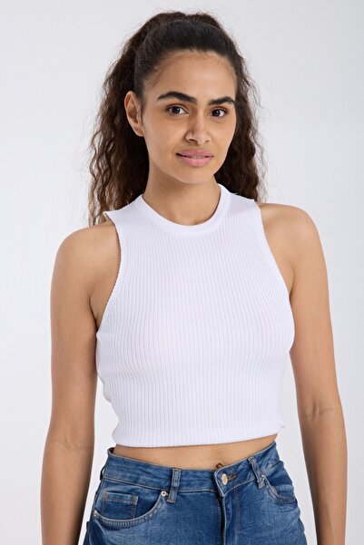 Denivy Ribbed Fit Crop Tank Top Dnv-000135