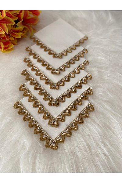 BÜŞRA Coffee Side Presentation Napkin with Stones 6 Pcs