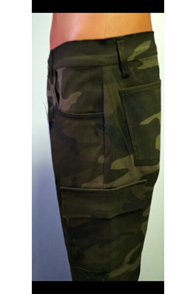 BeyzDenim koyu haki kamuflaj likralı kargo pantolon battal büyük beden taktikal .bay