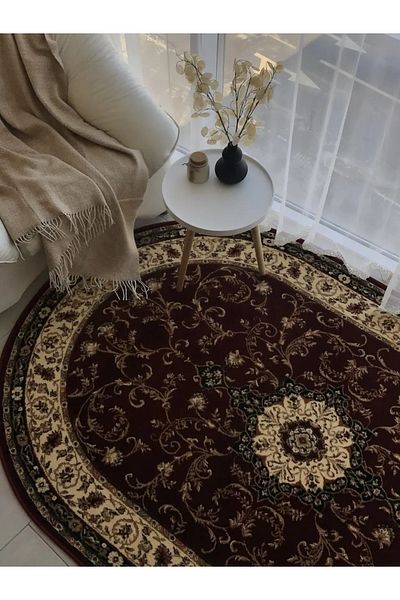 Lotos Oval Carpet Covorexpert 523-210, 120 x 170 cm, Cream, Red, 8 mm Thread, Anti-Allergic, Living Room