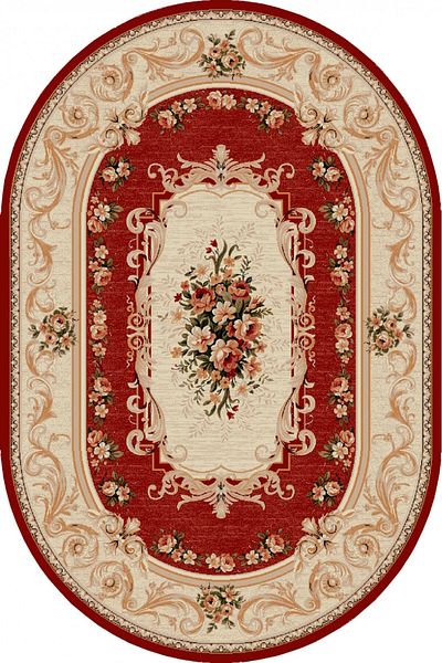Covorexpert Oval Carpet Lotos 535-210, 200 x 300 cm, Cream, Red, 8 mm Thread, Anti-Allergic, Living Room