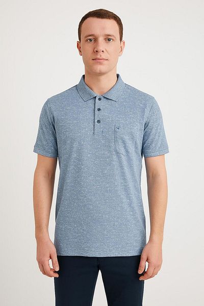 Ercan Classic Short Sleeve Pocket Men's T-Shirt with Large Size Collar 7345