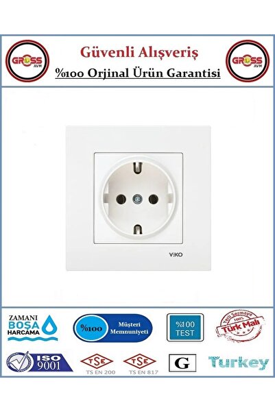 VİKO Karre Grounded Socket - Frame Included - White - Original Product
