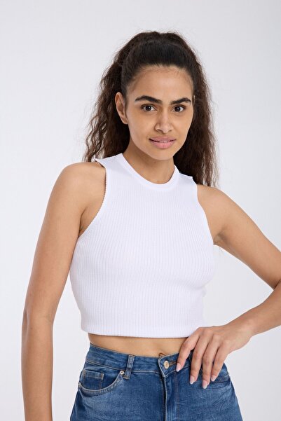 Denivy Ribbed Fit Crop Tank Top Dnv-000135